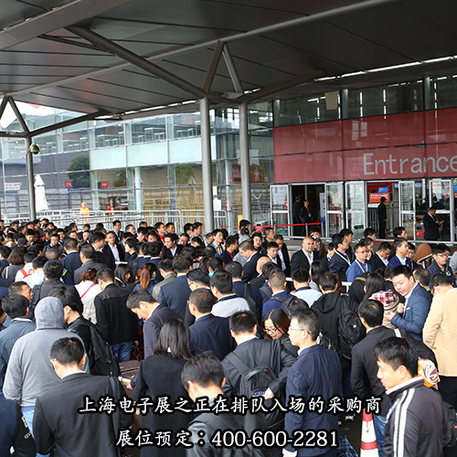 上海电子展之正在排队入场的采购商